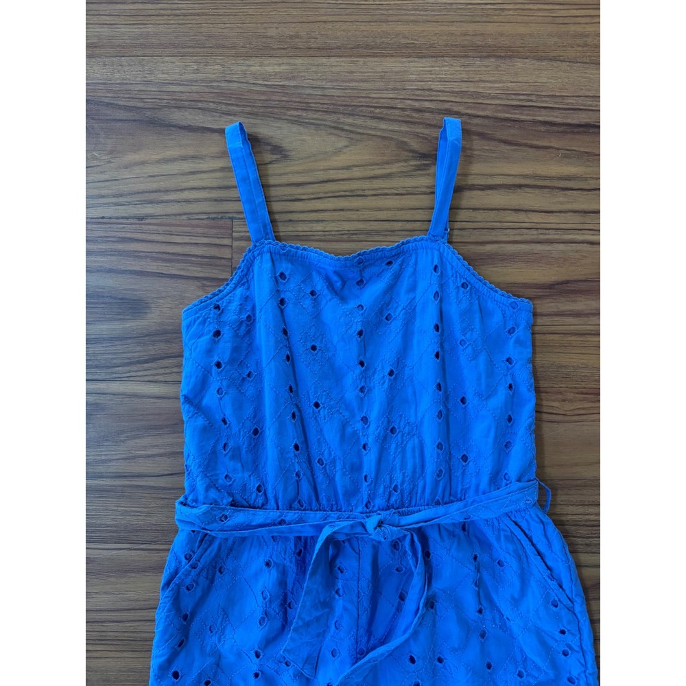 Abercrombie & Fitch blue jumpsuit eyelet embroidered spaghetti strap 11/12 girls - Picture 2 of 4